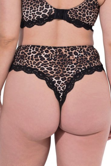 Ulla Popken 853106 Stringai su gyvūnų raštu Juoda - Kelnaitės - 