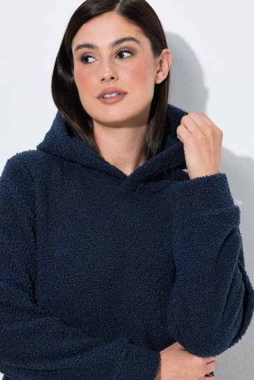 Ulla Popken 853353 Namų suknelė su gobtuvu Tamsiai mėlyna - Pižama/Loungewear - 