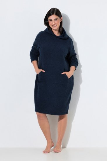 Ulla Popken 853353 Namų suknelė su gobtuvu Tamsiai mėlyna - Pižama/Loungewear - 