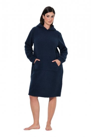 Ulla Popken 853353 Namų suknelė su gobtuvu Tamsiai mėlyna - Pižama/Loungewear - 
