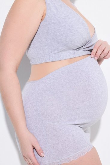 Ulla Popken 853631 Nėščiųjų kelnaitės su nėriniais Pilka melanžinė - Kelnaitės - 