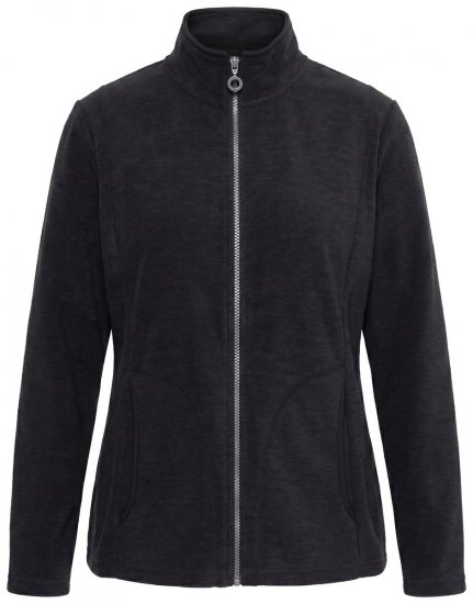 Ulla Popken 853668 Flisinė striukė su stačia apykakle Juoda - Fleece apranga - 