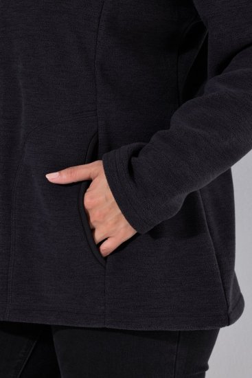 Ulla Popken 853668 Flisinė striukė su stačia apykakle Juoda - Fleece apranga - 
