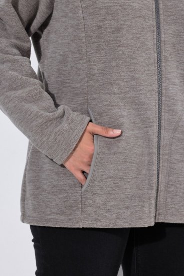 Ulla Popken 853668 Flisinė striukė su stačia apykakle Pilka - Fleece apranga - 