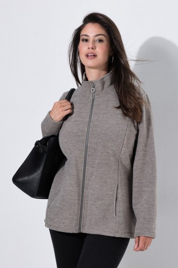 Ulla Popken 853668 Flisinė striukė su stačia apykakle Pilka - Fleece apranga - 