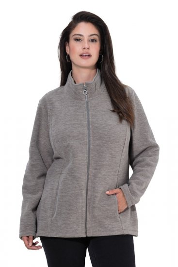 Ulla Popken 853668 Flisinė striukė su stačia apykakle Pilka - Fleece apranga - 