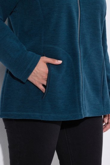 Ulla Popken 853668 Flisinė striukė su stačia apykakle Petrolio - Fleece apranga - 