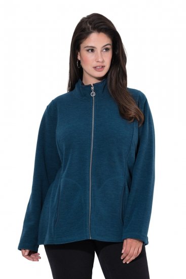 Ulla Popken 853668 Flisinė striukė su stačia apykakle Petrolio - Fleece apranga - 