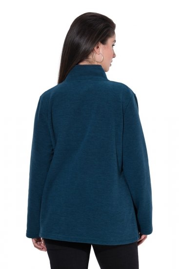 Ulla Popken 853668 Flisinė striukė su stačia apykakle Petrolio - Fleece apranga - 