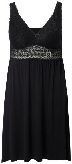 Ulla Popken 855428 Negližė su nėriniais Juoda - Naktiniai marškiniai - 