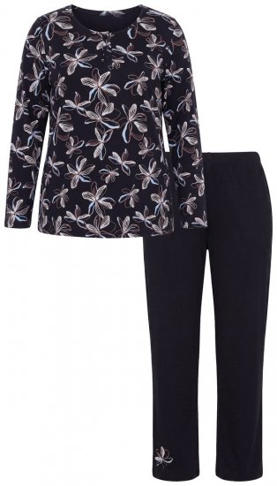 Ulla Popken 856134 Pižama su gėlių raštu Juoda - Pižama/Loungewear - 