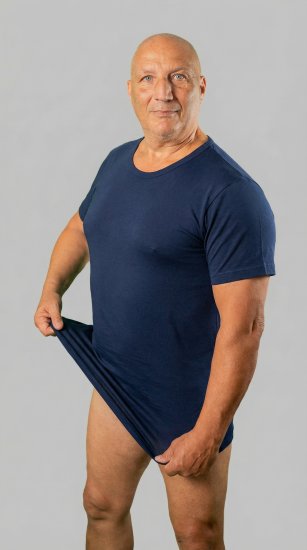 20 Nodi 9002 Short Sleeve Crew Neck in Stretch Cotton Navy - Apatiniai marškiniai - 