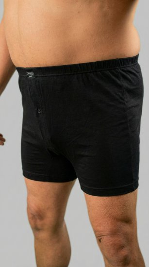 20 Nodi 935 Combed Cotton Jersey Boxer with Front Button Fly Black - Boxer šortai - Vyriški dideli boxer šortai