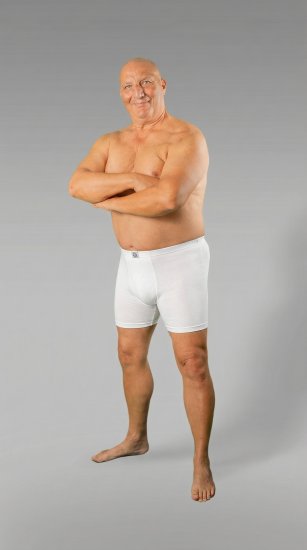20 Nodi 938 Stretch Cotton Boxer with Embroidered Long Leg White - Boxer šortai - Vyriški dideli boxer šortai