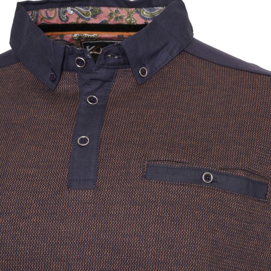 Kam Jeans 5490 Jersey Weave Contrast Polo Navy - Polo marškinėliai - Polo marškinėliai - 2XL-8XL