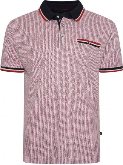 Kam Jeans 5487 Dobby Print Pique Polo Red - Polo marškinėliai - Polo marškinėliai - 2XL-8XL