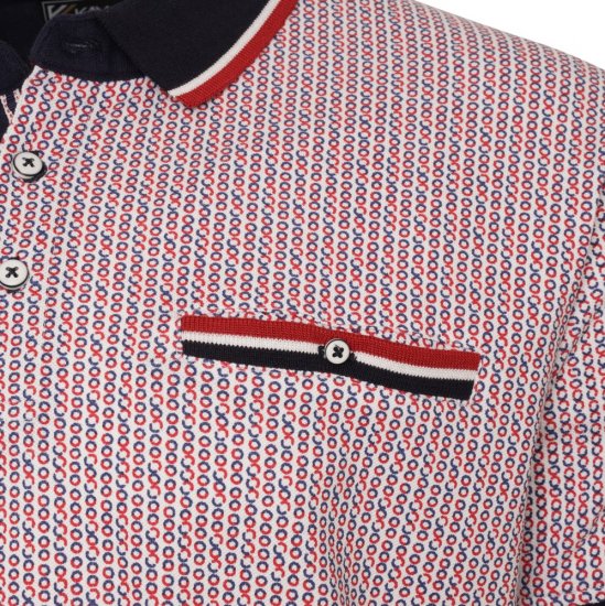 Kam Jeans 5487 Dobby Print Pique Polo Red - Polo marškinėliai - Polo marškinėliai - 2XL-8XL