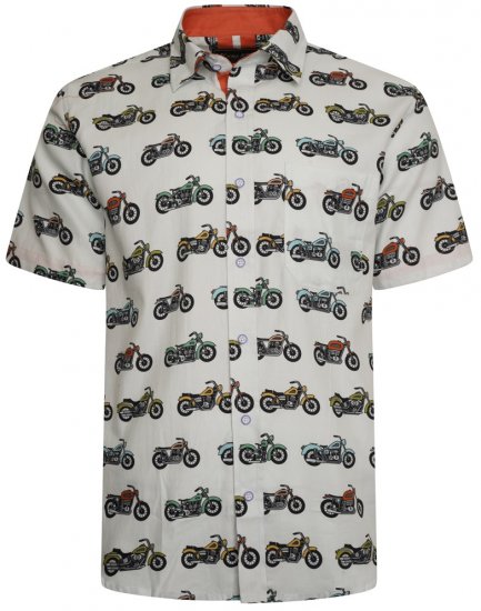 Kam Jeans 6043 Motorbike Digital Print Short Sleeve Shirt Multi-Colored - Marškiniai - Marškiniai - 2XL-8XL
