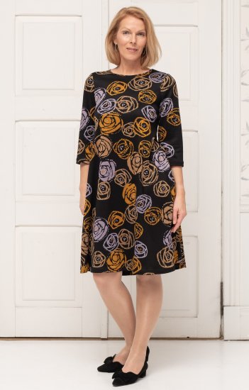 Scandinavian Caramel Flower Petals Dress Lavender and Orange - DRABUŽIAI MOTERIMS 40-66 - 