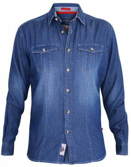D555 Adcock Long Sleeve Vintage Denim Shirt - Marškiniai - Marškiniai - 2XL-8XL