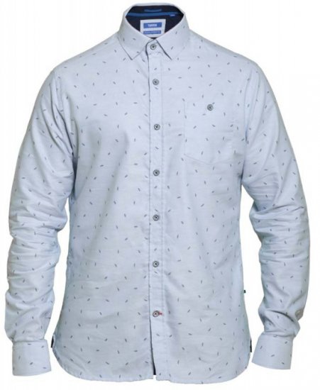 D555 Addington Printed Oxford Shirt Blue - Marškiniai - Marškiniai - 2XL-8XL
