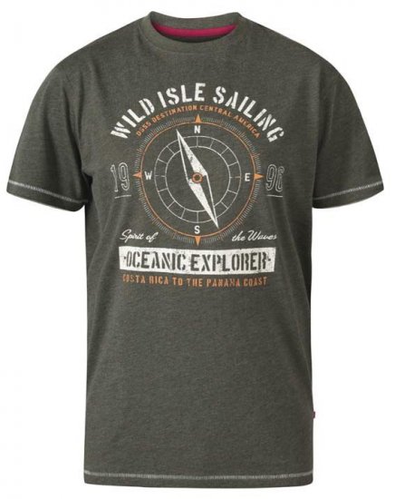 D555 Atticus Oceanic Explorer Crew Neck T-Shirt Khaki - Marškinėliai - Marškinėliai - 2XL-14XL