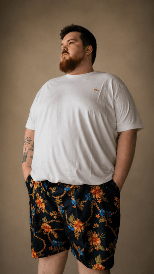 D555 Dawson AO Printed Hawaiian Swim Shorts Navy - Apatinis trikotažas ir plaukimo apranga - Apatinis trikotažas - 2XL-8XL