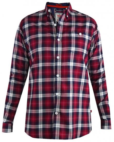 D555 Baltimore Checked Shirt Red - Marškiniai - Marškiniai - 2XL-8XL