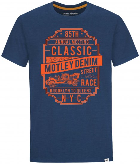 Motley Denim Blackpool T-shirt Dark Indigo - Marškinėliai - Marškinėliai - 2XL-14XL