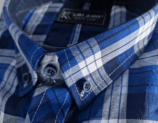 Kam Jeans 6369 Checked Short Sleeve Shirt Blue - Marškiniai - Marškiniai - 2XL-8XL