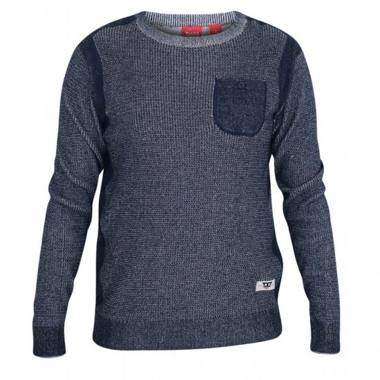 D555 Bryson Crewneck Sweater with Pocket Navy - Megztiniai ir džemperiai - Megztiniai ir Džemperiai - 2XL-14XL