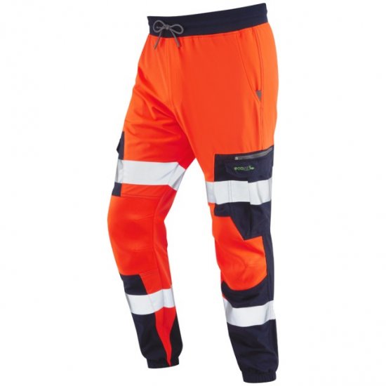 Leo Hawkcombe Ecoviz High Performance Ballistic Stretch Trousers Hi-Vis Orange/Navy - Darbo drabužiai - Darbo drabužiai - 3XL-10XL