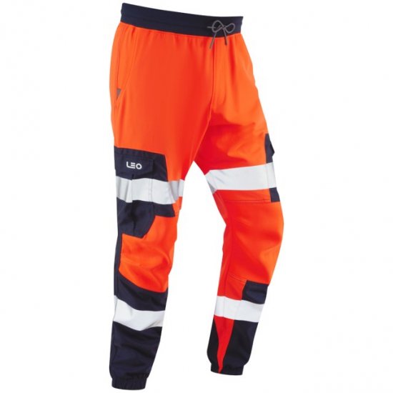 Leo Hawkcombe Ecoviz High Performance Ballistic Stretch Trousers Hi-Vis Orange/Navy - Darbo drabužiai - Darbo drabužiai - 3XL-10XL
