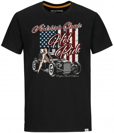 Motley Denim T-shirt Central Black - Marškinėliai - Marškinėliai - 2XL-14XL
