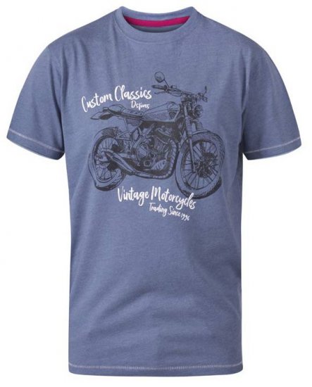 D555 Conor Motorcycle Crew Neck T-Shirt Denim Marl - Marškinėliai - Marškinėliai - 2XL-14XL