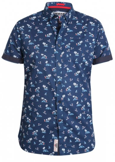 D555 Davian Hawaii Shirt Navy - Marškiniai - Marškiniai - 2XL-8XL