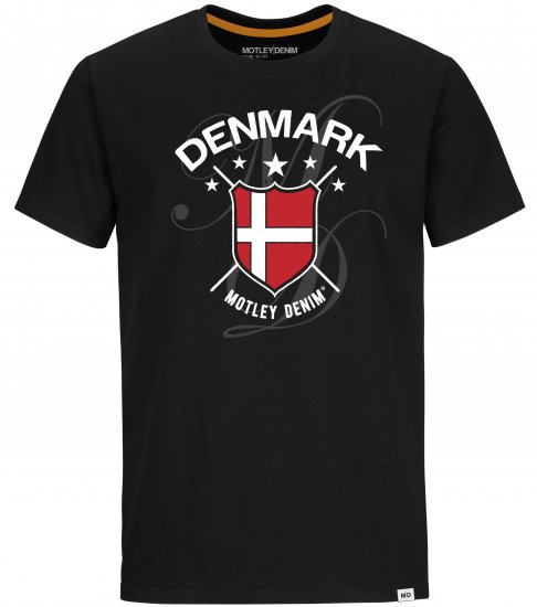 Motley Denim Denmark T-shirt Black - Marškinėliai - Marškinėliai - 2XL-14XL