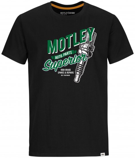 Motley Denim Derry T-shirt Green on Black - Marškinėliai - Marškinėliai - 2XL-14XL