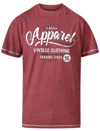 D555 Douglas Classic Apparel Crew Neck Printed T-Shirt Red Reno - Marškinėliai - Marškinėliai - 2XL-14XL