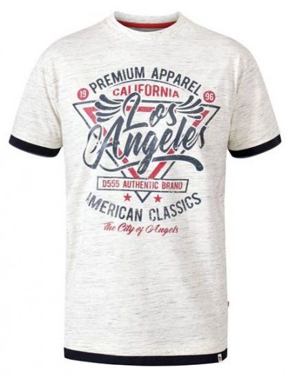 D555 Ellwood Los Angeles Crew Neck Printed T-Shirt Off White Reno - Marškinėliai - Marškinėliai - 2XL-14XL