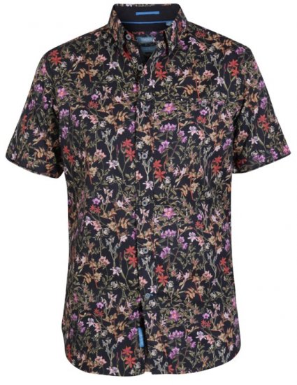 D555 Emmet Floral Shirt Black - Marškiniai - Marškiniai - 2XL-8XL