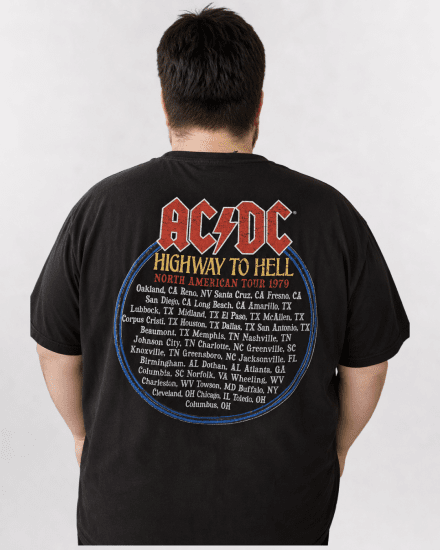 D555 Hugh Official ACDC Highway To Hell Printed T-Shirt Black - Marškinėliai - Marškinėliai - 2XL-14XL