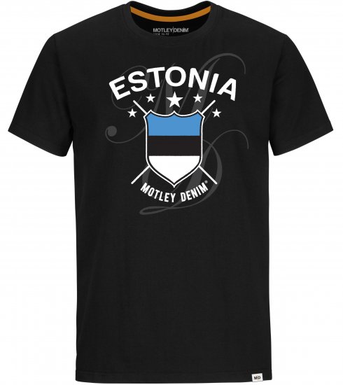 Motley Denim Estonia T-shirt Black - Marškinėliai - Marškinėliai - 2XL-14XL