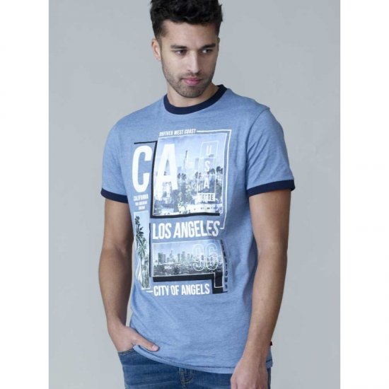 D555 Howie Fine Stripe T-shirt Blue - Marškinėliai - Marškinėliai - 2XL-14XL