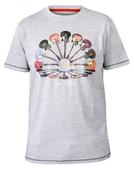 D555 Gillard Guitars Crew Neck Printed T-Shirt Grey - Marškinėliai - Marškinėliai - 2XL-14XL