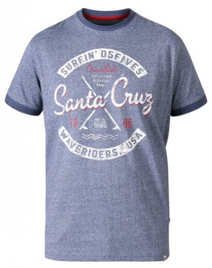 D555 Gove Santa Cruz Surfer Print Ringer T-Shirt Navy - Marškinėliai - Marškinėliai - 2XL-14XL