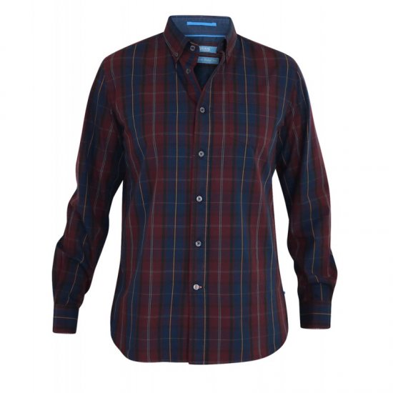 D555 Grady Long Sleeve Check Shirt - Marškiniai - Marškiniai - 2XL-8XL