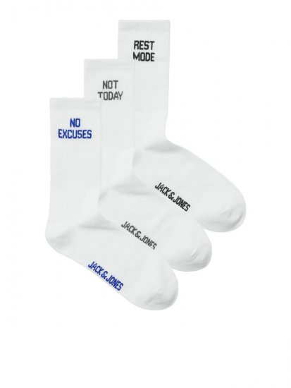 Jack & Jones Power Statements Teniso kojinės Balta 3-pack - Apatinis trikotažas ir plaukimo apranga - Apatinis trikotažas - 2XL-8XL