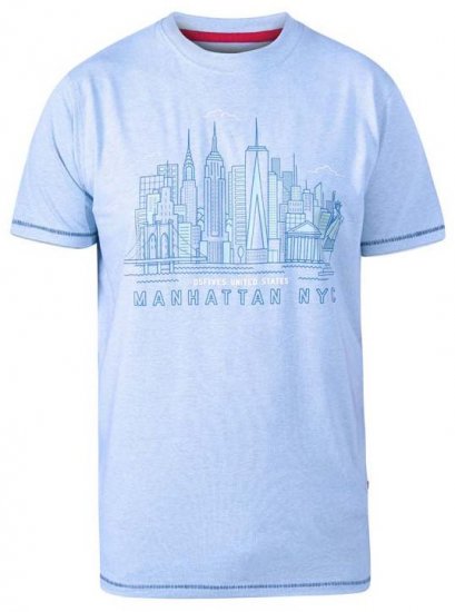 D555 Hemsworth Manhattan Sky Line Crew Neck Printed T-Shirt Blue - Marškinėliai - Marškinėliai - 2XL-14XL
