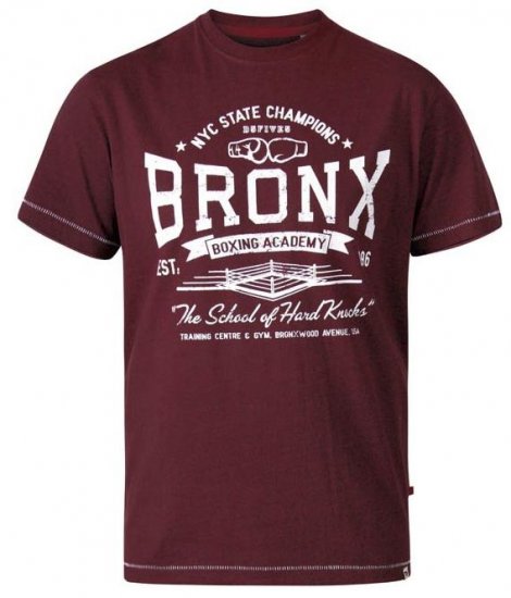 D555 Huddlestone Bronx Boxing Crew Neck Printed T-Shirt Red - Marškinėliai - Marškinėliai - 2XL-14XL
